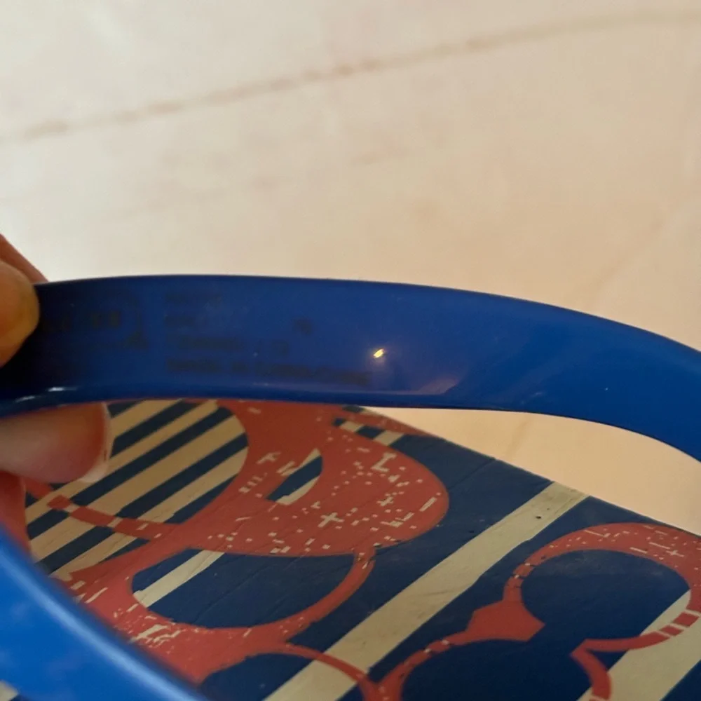 Coach KALI Sz 7 Striped Blue and Red Flip Flops - Picture 8 of 9